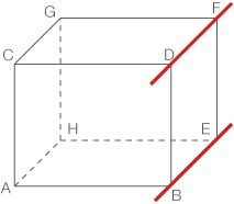 3D-Würfel mit Punkten und roten Linien zur Veranschaulichung von geometrischen Beziehungen.